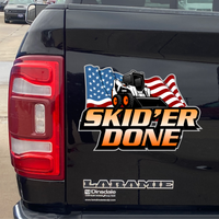 Skid'er Done - American Flag -  PermaSticker - White/Orange Skid - Free Shipping - Installation Video in Description