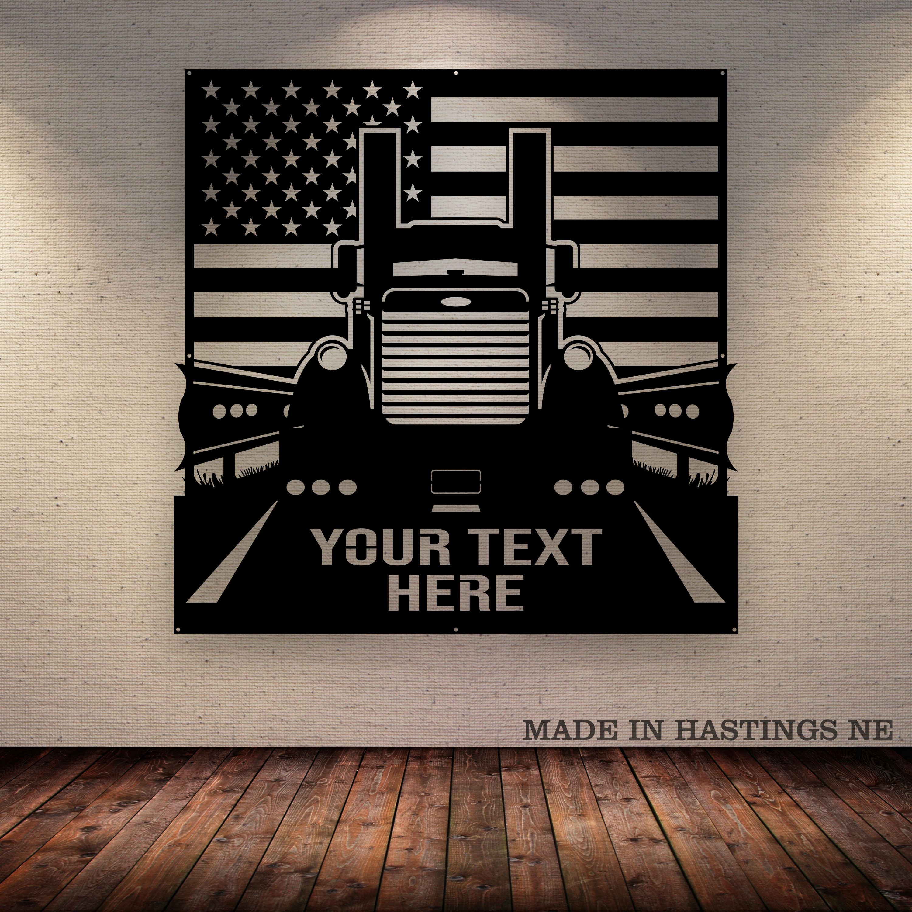 Peterbilt - American Flag - Metal Monogram Sign - Free Shipping