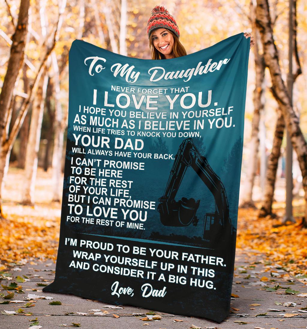 To My Daughter Fleece Blanket Excavator Free Shipping