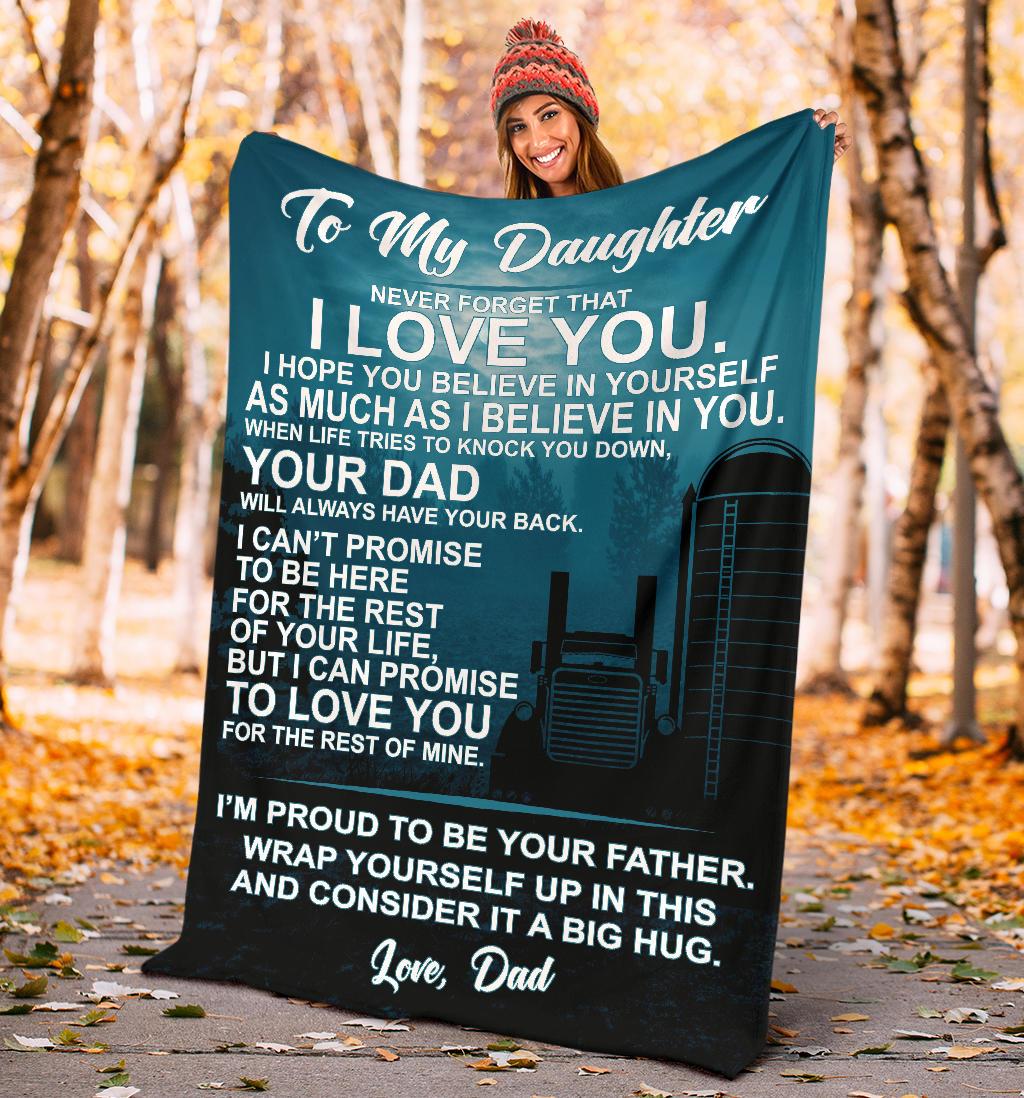 To My Daughter Fleece Blanket Pete Grain Hauler Free