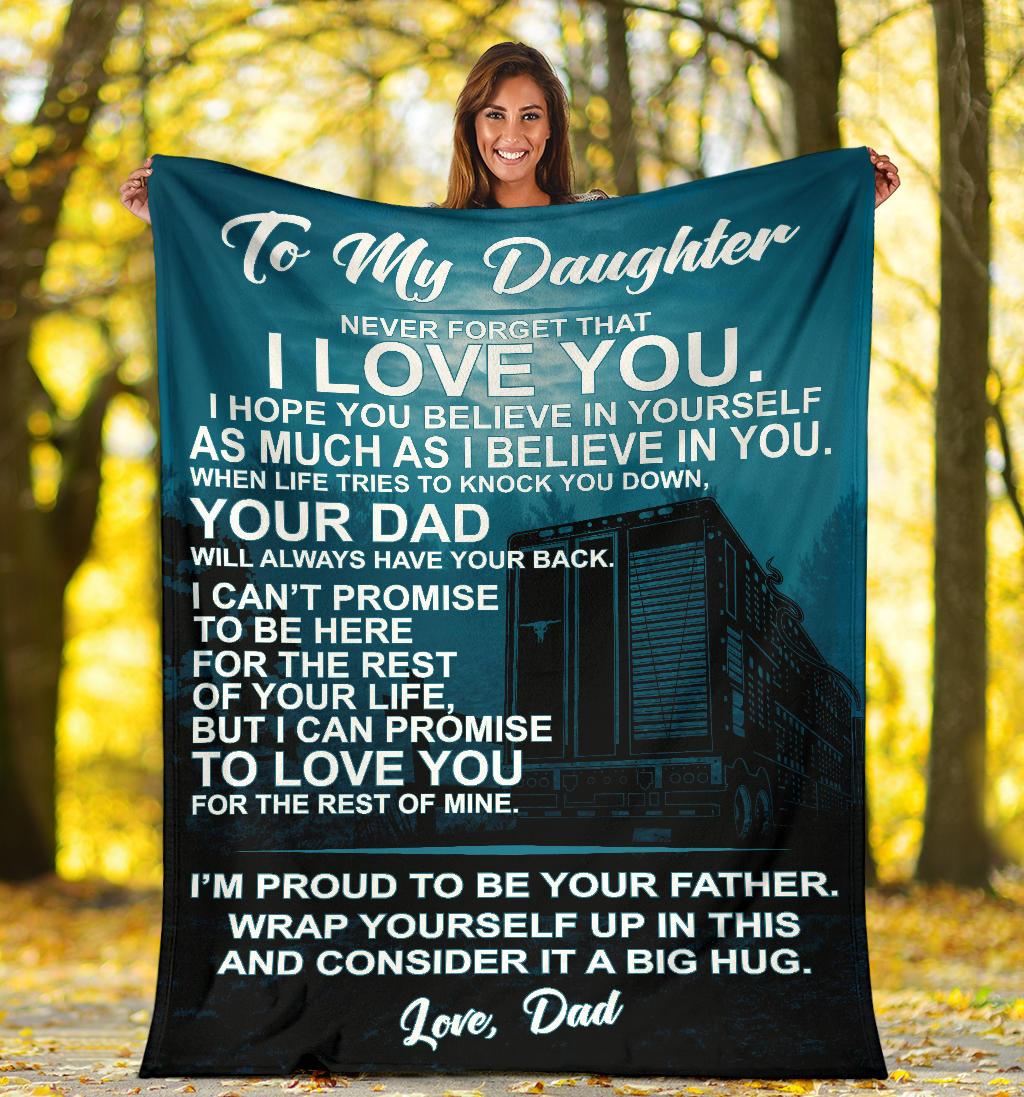 To My Daughter Fleece Blanket Bull Hauler Free Shipping